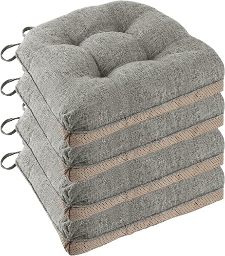 Juego de 4 cojines antideslizantes para sillas de comedor, cojines para sillas de cocina, de 18 x 18 x 3 pulgadas, cojines de asiento cómodos y