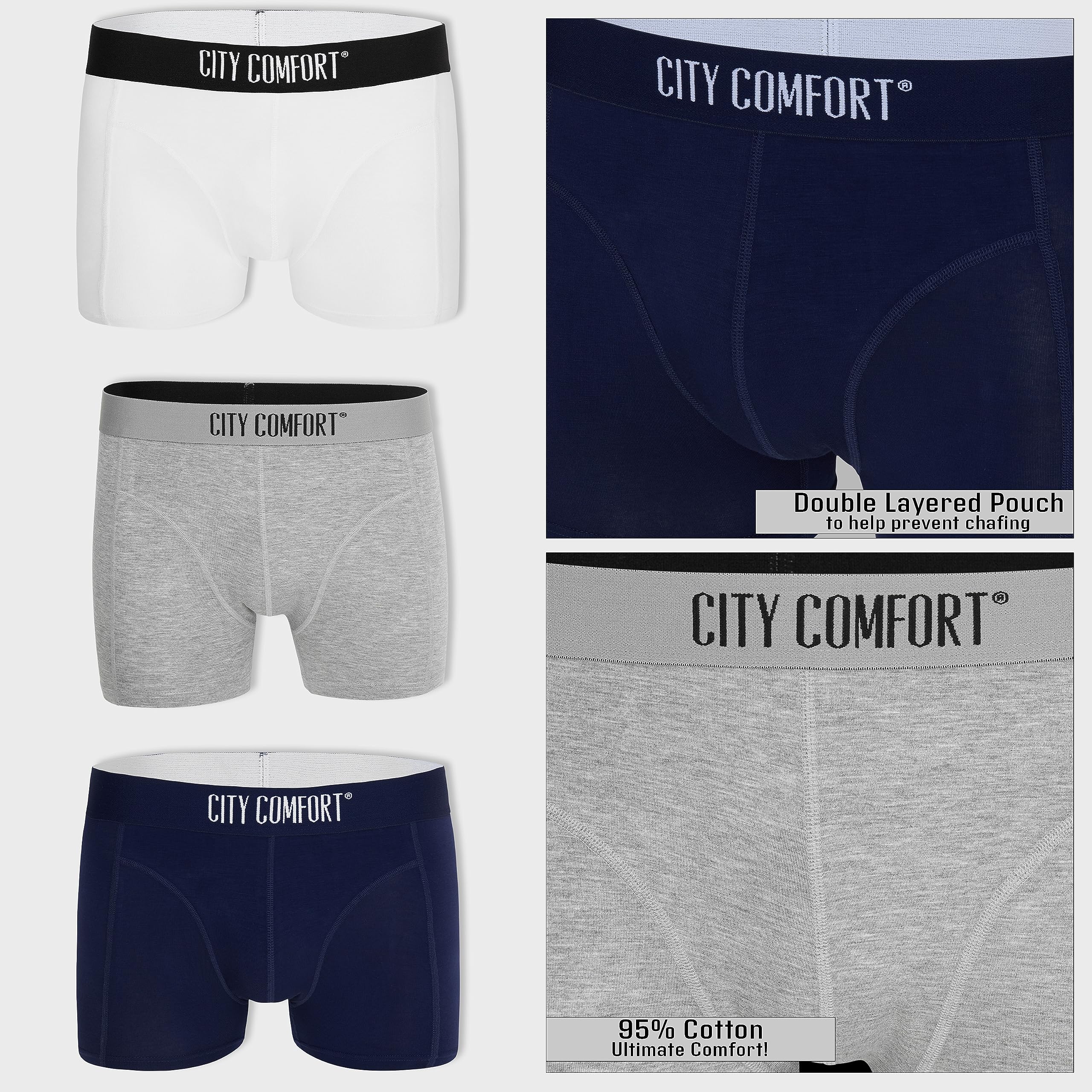 CityComfort Boxer Uomo - Mutande Uomo Pacco da 3 Boxer Taglie Forti Uomo S-4XL Intimo Uomo Ragazzo Elasticizzato Set Boxer Bamboo Comodo e Traspirante Colori Assortiti