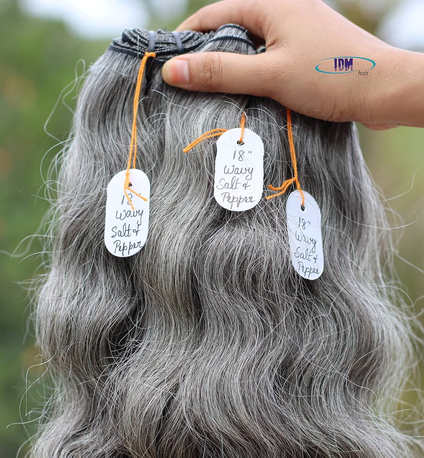 18' Wavy Salt & Pepper/Natural Gray 3 bundles. 100% Natural Indian Virgin Raw Hair Extensions. Unprocessed, Chemical-Free