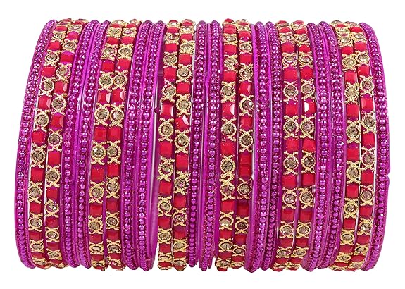 ZULKA glass Zircon Bangle Set For Women & Girls (Pack of 24)