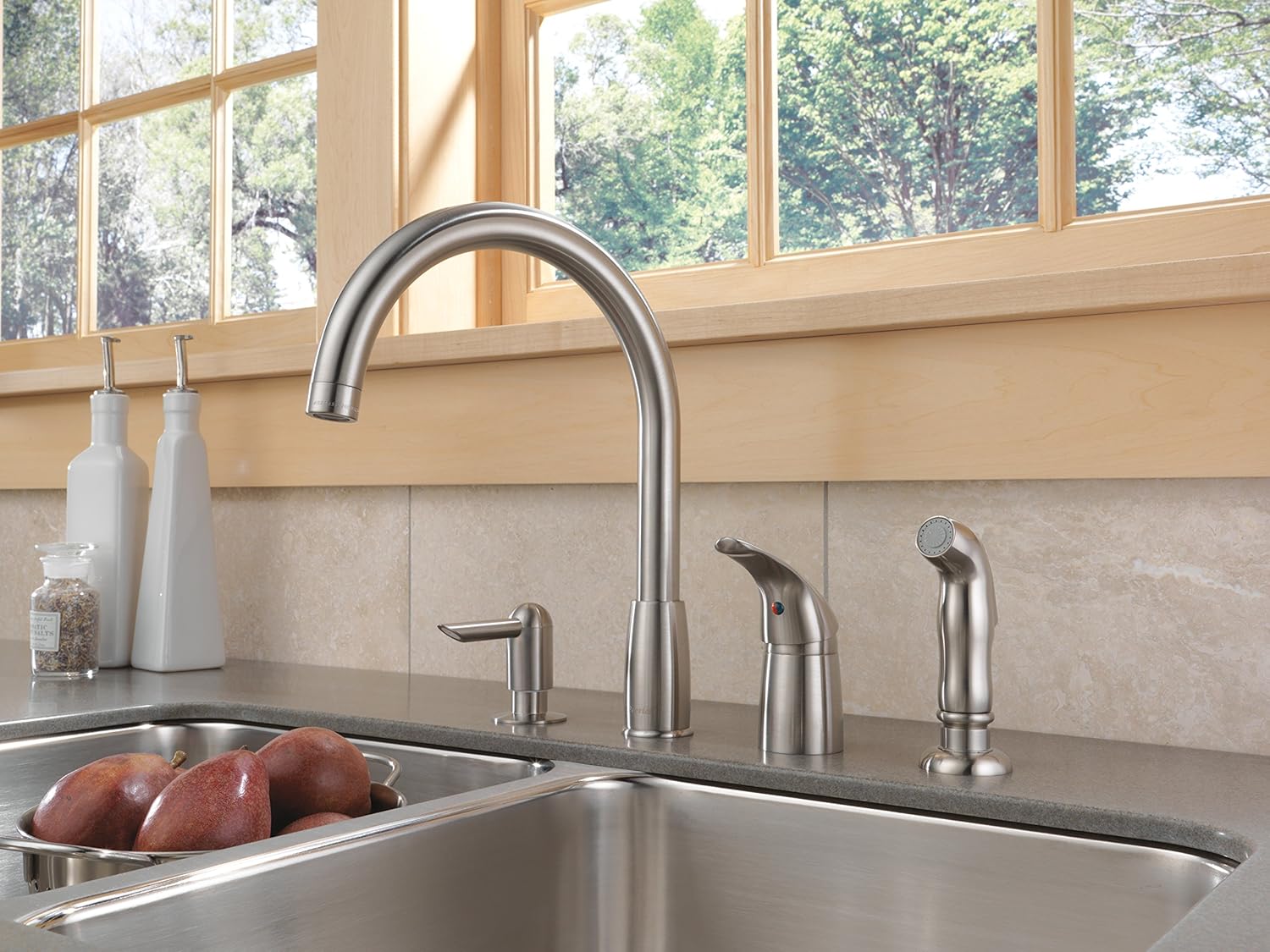 Get Special Price DELTA FAUCET CO P188900LF-SSSD Stainless Steel Single Kitchen Faucet with Soap Dispenser, Stainless 🔥 DELTA FAUCET CO P188900LF-SSSD Stainless Steel Single Kitchen Faucet with Soap Dispenser, Stainless