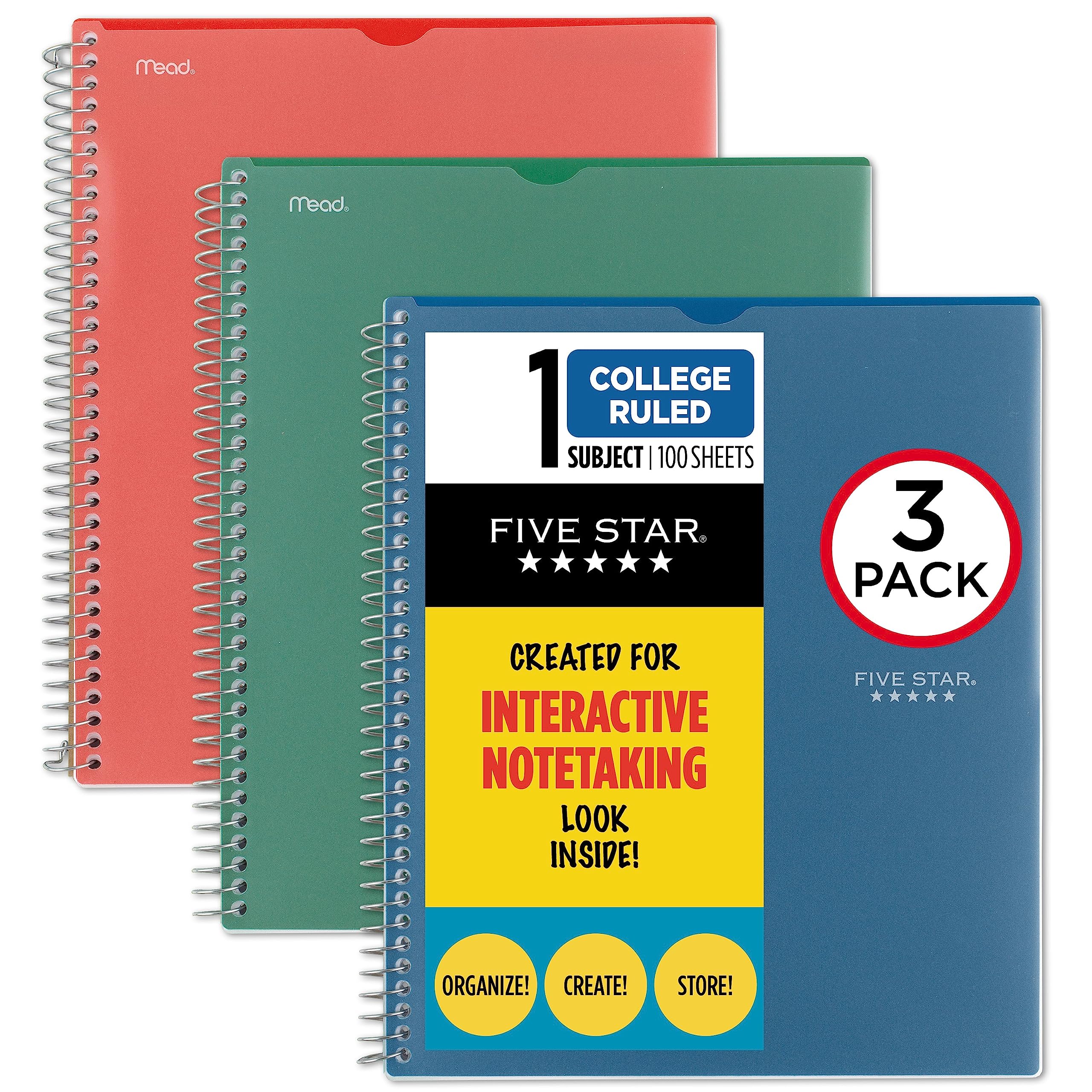 Carnet interactif Five Star avec couverture personnalisable en plastique lot de 3 - 8