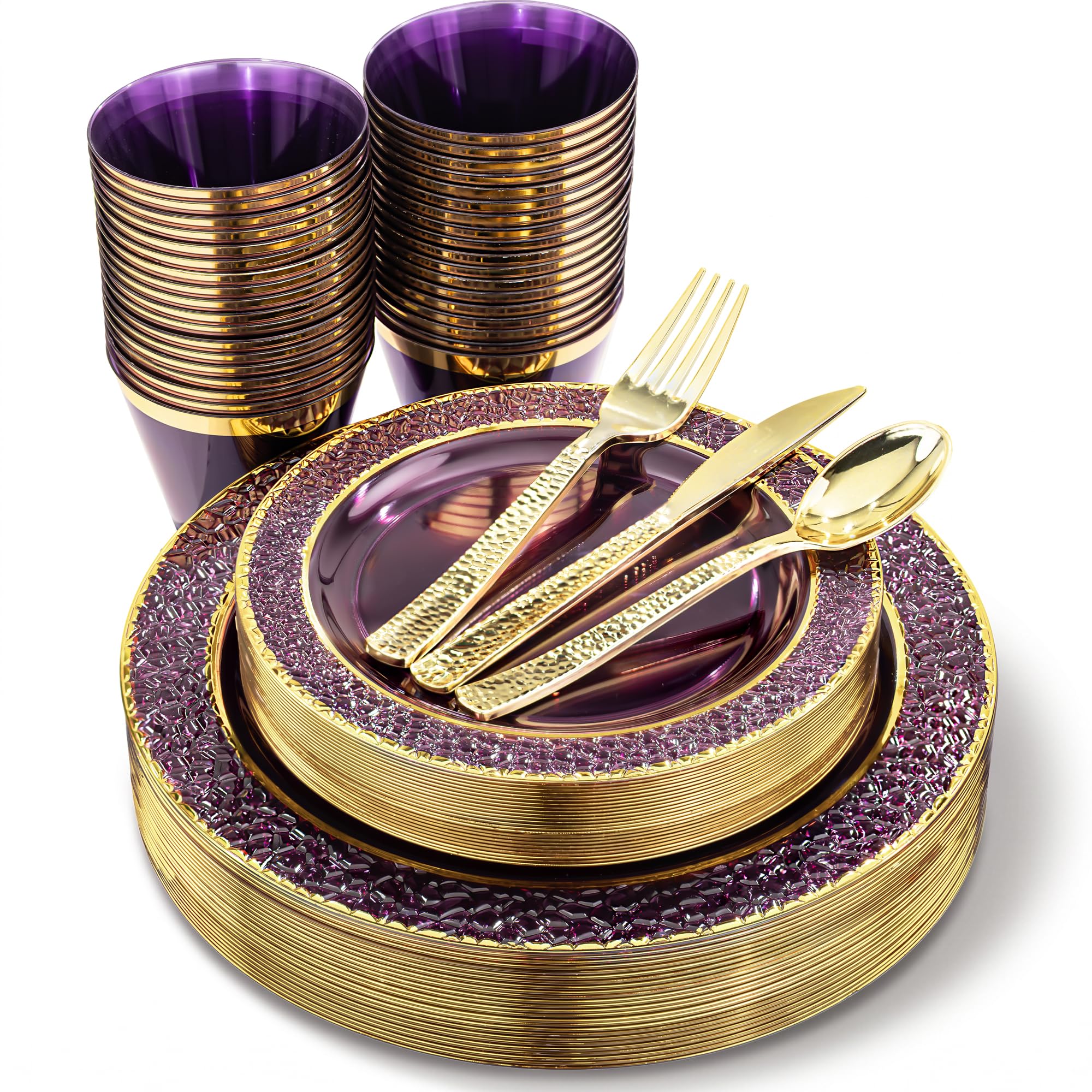 Nervure Plates & Gold Silverware Set - 150 PCS -9