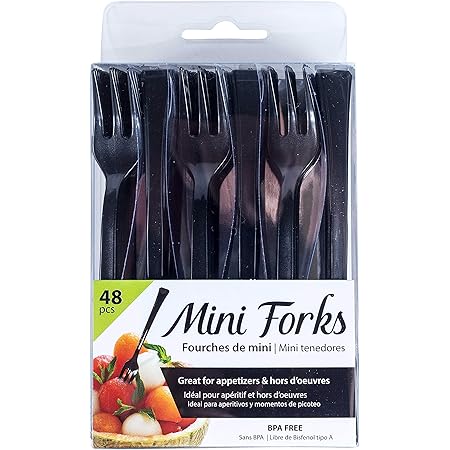 Jacent 48 Count Black Mini Appetizer Forks, 1-Pack