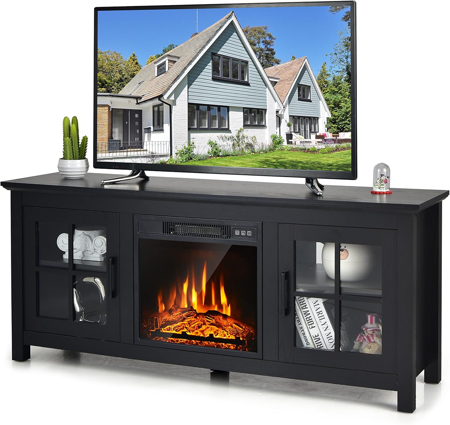 Amazon.com: Tangkula 58 Inches TV Console with Fireplace Insert ...
