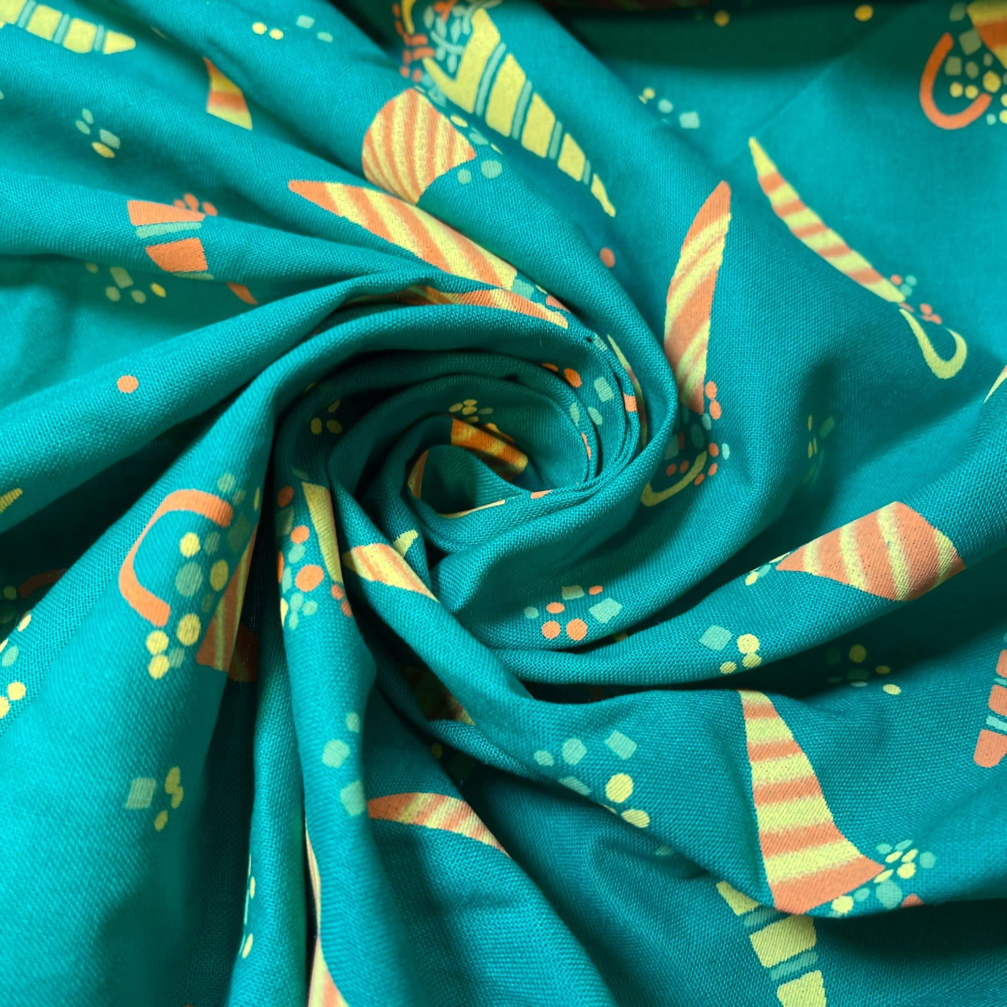100% Cotton Vintage Novelty Floral Dress Material Craft Quilting Fabric - Perfect for Sewing Projects and Dress Making - Cotton Fabric by The Metre Clearance 44" (Emerald Green Ice Cream)