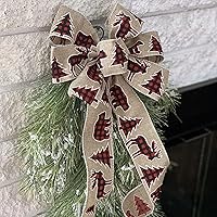 Vista 100 de Arco de corona de arpillera negra con alambre, 10 pulgadas de ancho, colas largas de 18 pulgadas, cinta de Navidad, decoración de puerta delantera