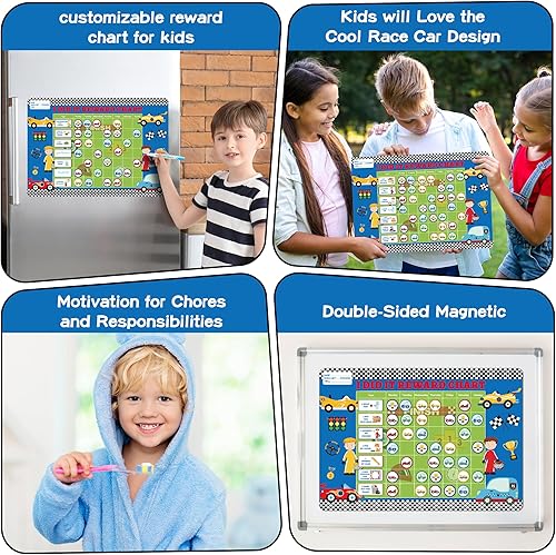 Miniatura 6 de WATINC Juego de 145 tablas magnéticas de comportamiento de autos de carreras, diseño de autos y corredores, motivar la responsabilidad,
