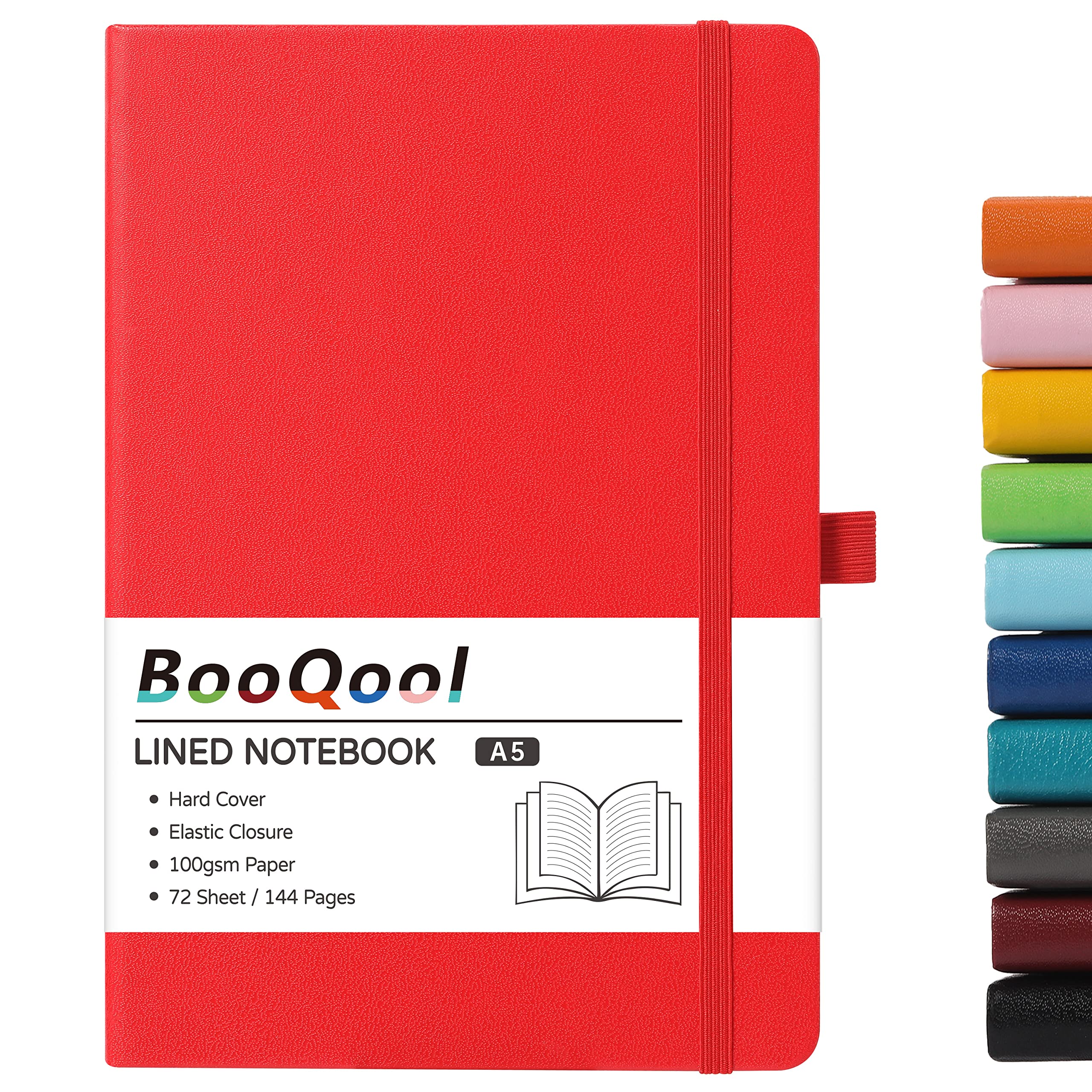 A5 Notebook - Notebook A5 with Premium Paper, Faux Leather Notebook, 5.7" X 8.4", Hardcover, 144 Pages - Red