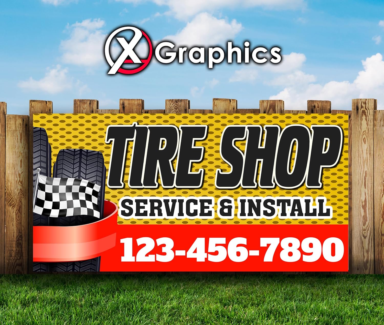 Tire Sale Tire Shop Banner 13 oz | Heavy-Duty Vinyl 1-Sided with Metal Grommets