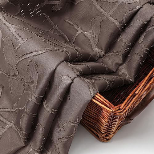 Miniatura 7 de OVZME Anji - 2 paneles de cortinas traslúcidas de gasa marrón de 72 pulgadas de largo para dormitorio, doble bolsillo para barra, tela ligera y