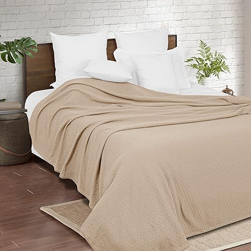 Miniatura 9 de BELIZZI HOME Manta de cama 100% algodón, transpirable, manta térmica tamaño King, cheurón suave, 90 x 102 pulgadas, perfecta para usar en capas