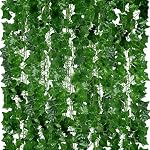 ADORAMOUR Artificial Ivy Garlands - 6Pack 210cm Length - Realistic Fake Vines for Room Aesthetic and Garden Wall Decoration for Indoor Outdoor, Green Faux Leaves Plastic Hanging Plants Greenery Decor