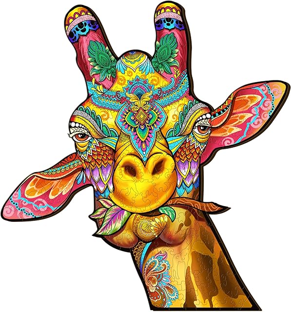 Wooden Puzzles for Adults, Giraffe Wooden Jigsaw Puzzles for Adults, Unique Animal Shape Puzzle Gifts, Wooden Puzzles for Family Game and Home Decor (38.9x42cm, 242pcs)