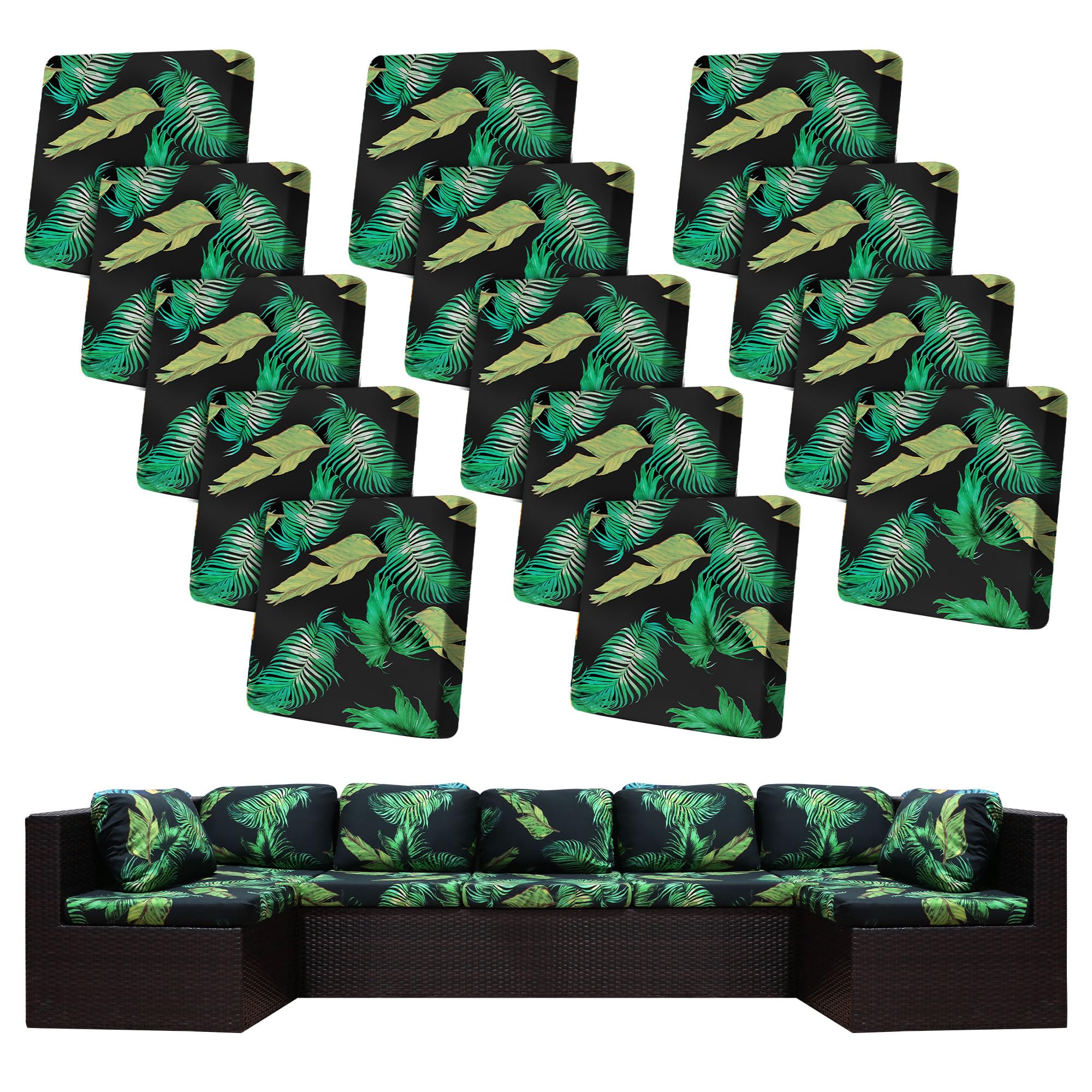 14 Pcs Outdoor Cushion Covers, Patio Sofa Cushion Covers Replacement