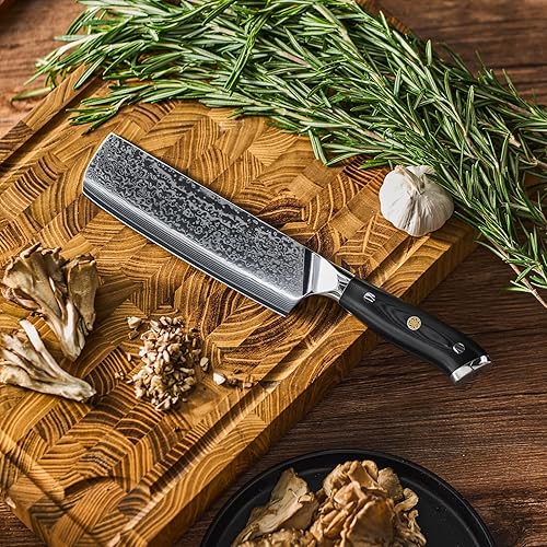 Miniatura 9 de KYOKU Nakiri Knife - 7" - Shogun Series - Japanese Style VG10 Steel Core Damascus Blade - with Sheath & Case