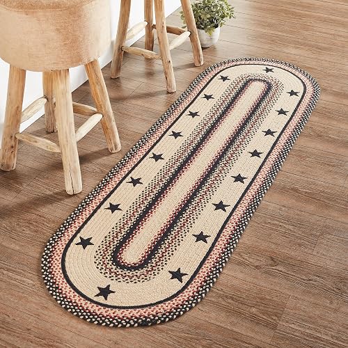VHC Brands Colonial Star Rug Hall Runner with PVC Pad,
