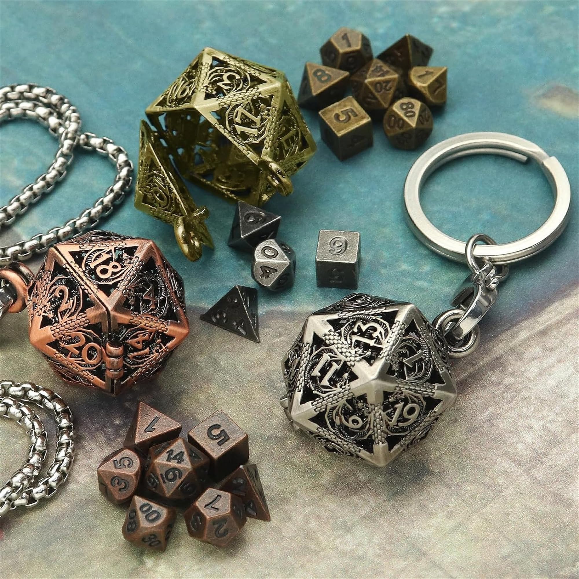 Amazon.co.jp: 多面体ダイスセット メタル DND ダイスセット ブロンズ