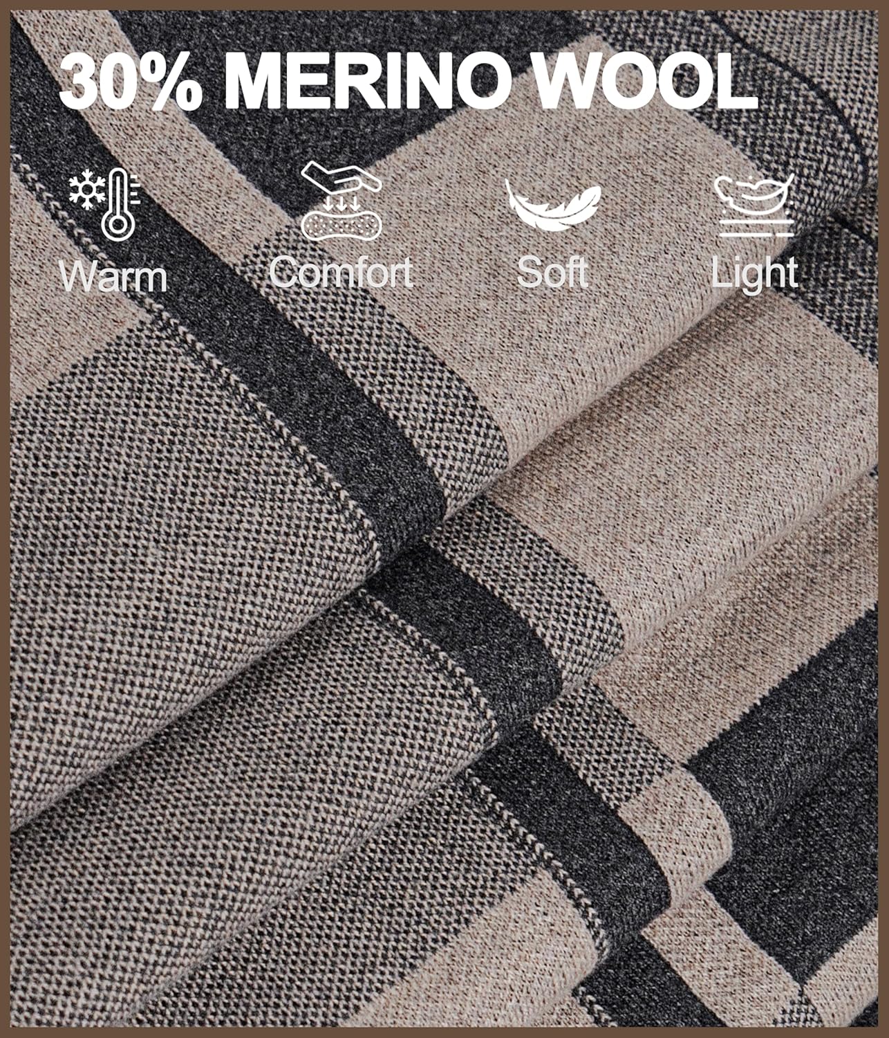 KEECOW Mens Merino Wool Winter Scarf Classic Warm Soft Thick Long - Image 2