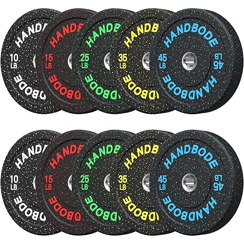 2-Inch Bumper Plates High Bounce, Olympic Weight Plate Set 45/100/160/190/260/300lb, Barbell Weight Plates Set for Home Gym, Colored Weights Rubber Strength Training Plate for Weight Lifting