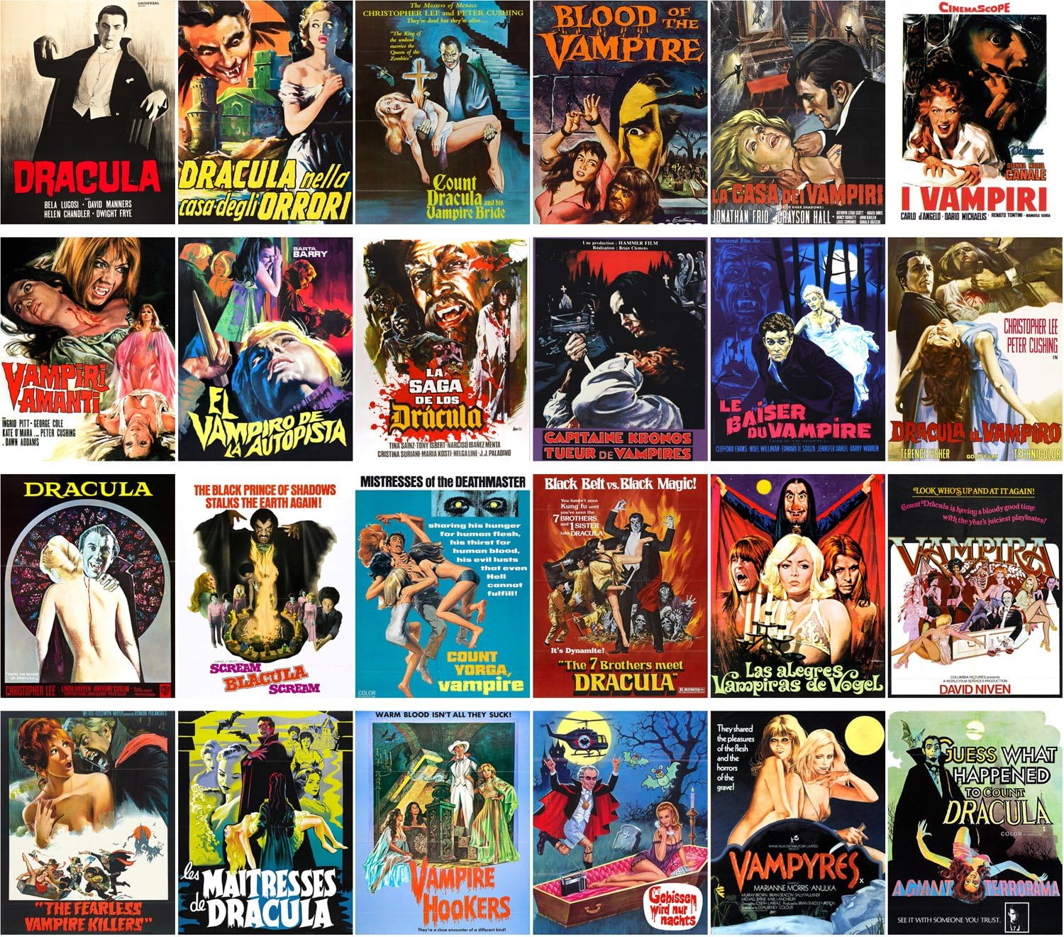 PIXILUV Vintage PostCards 24 pcs Vampires Thriller Vintage Trash Horror Movie Posters image 2
