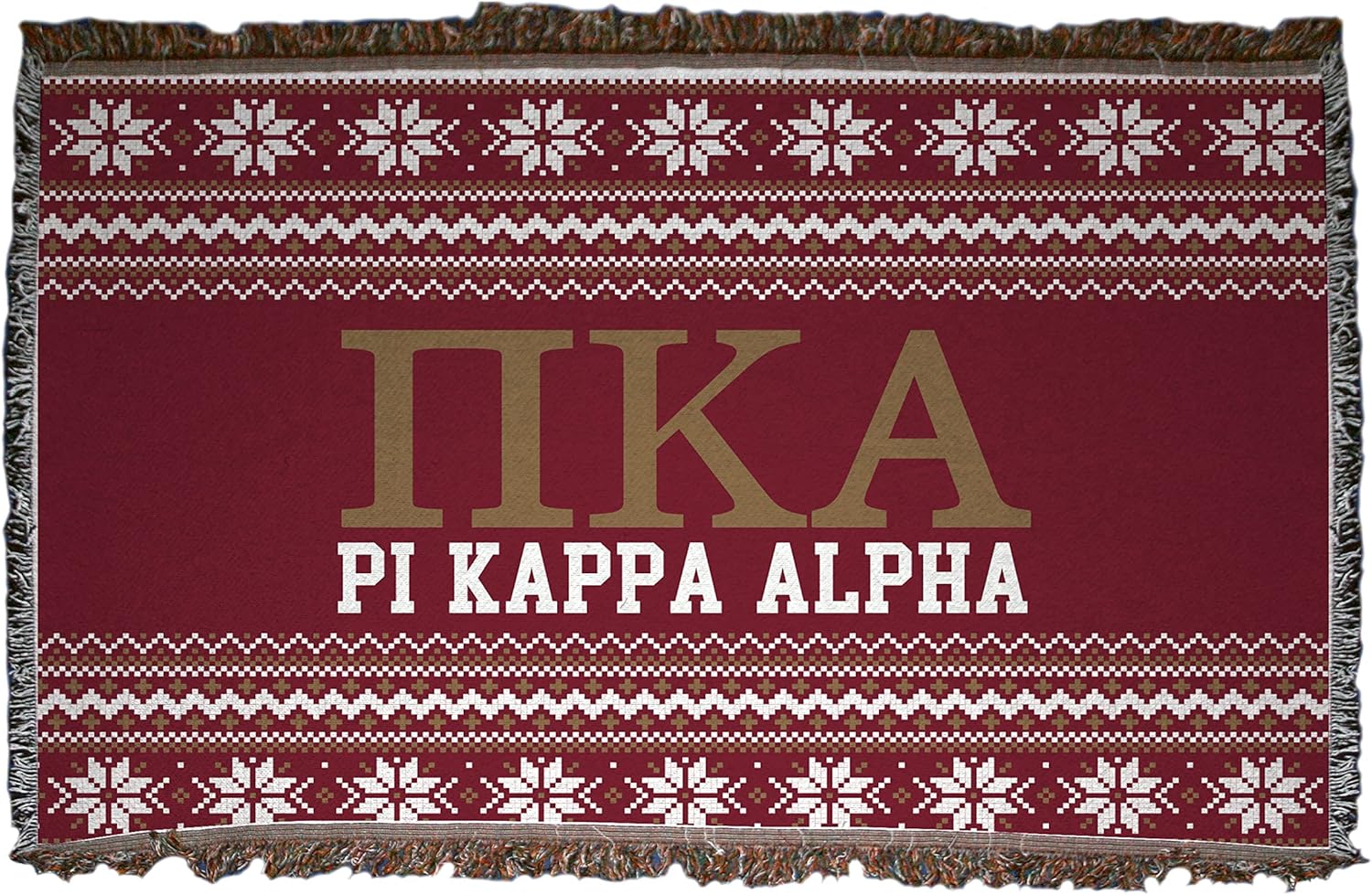 VictoryStore Pi Kappa Alpha Blanket, 35 inches x 54 inches Christmas Sweater Design Fraternity Throw Blanket, Offically Licensed, Pike Fraternity Blanket (Red)