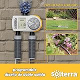 Solterra 28153 Temporizador de manguera de dos tomas de un solo dial, gris