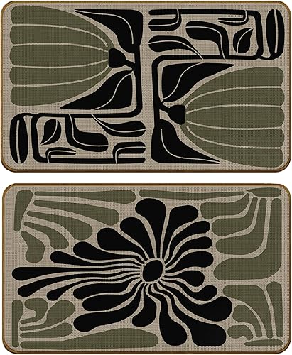 Miniatura 12 de Tapete abstracto bohemio, floral, Groovy Retro de los años 70, antideslizante, para puerta delantera, porche, interior, exterior, entrada, entrada,