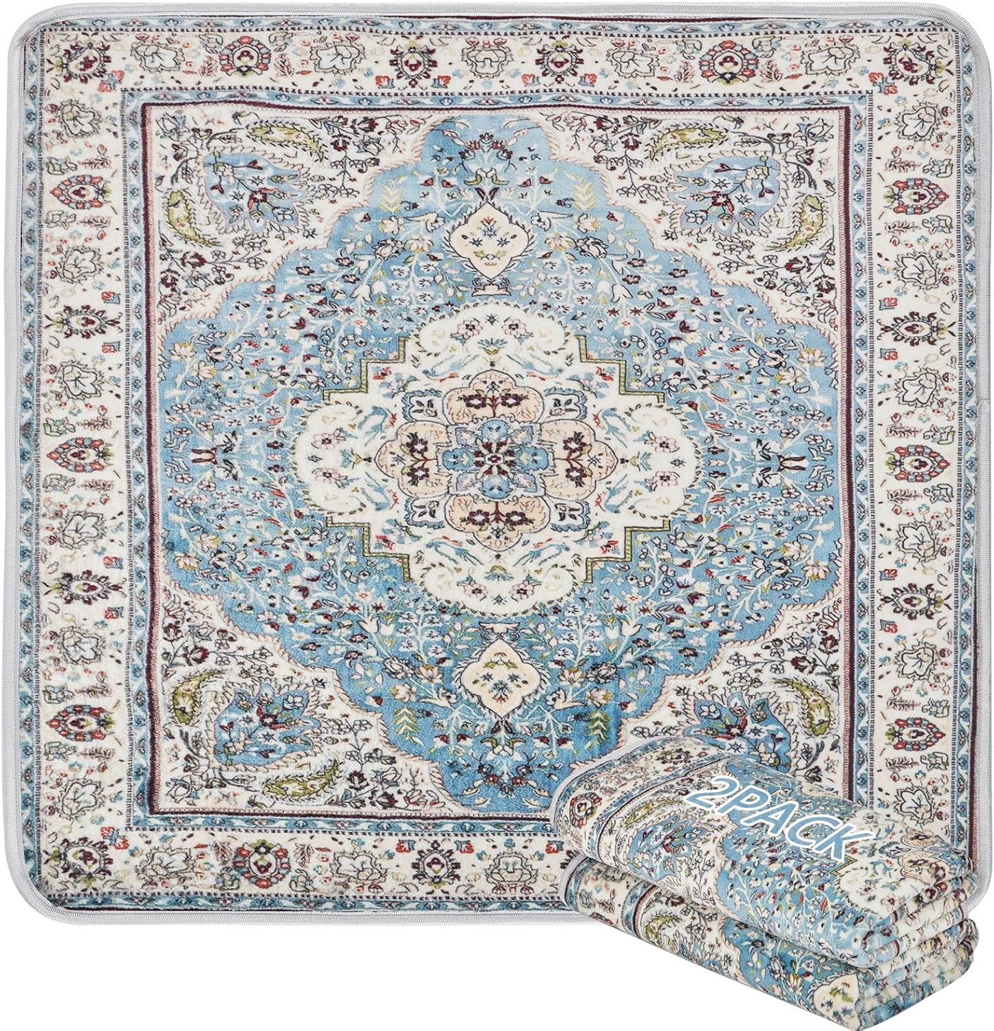 2 Pack Reusable Waterproof Incontinence Bed & Chair Pads, 22” x 21” Extra Heavy Absorbency Underpads, Soft Flannel Surface, Machine Washable for Dogs, Adults & Babies (Blue, 22“ ×21”(2 Pack))