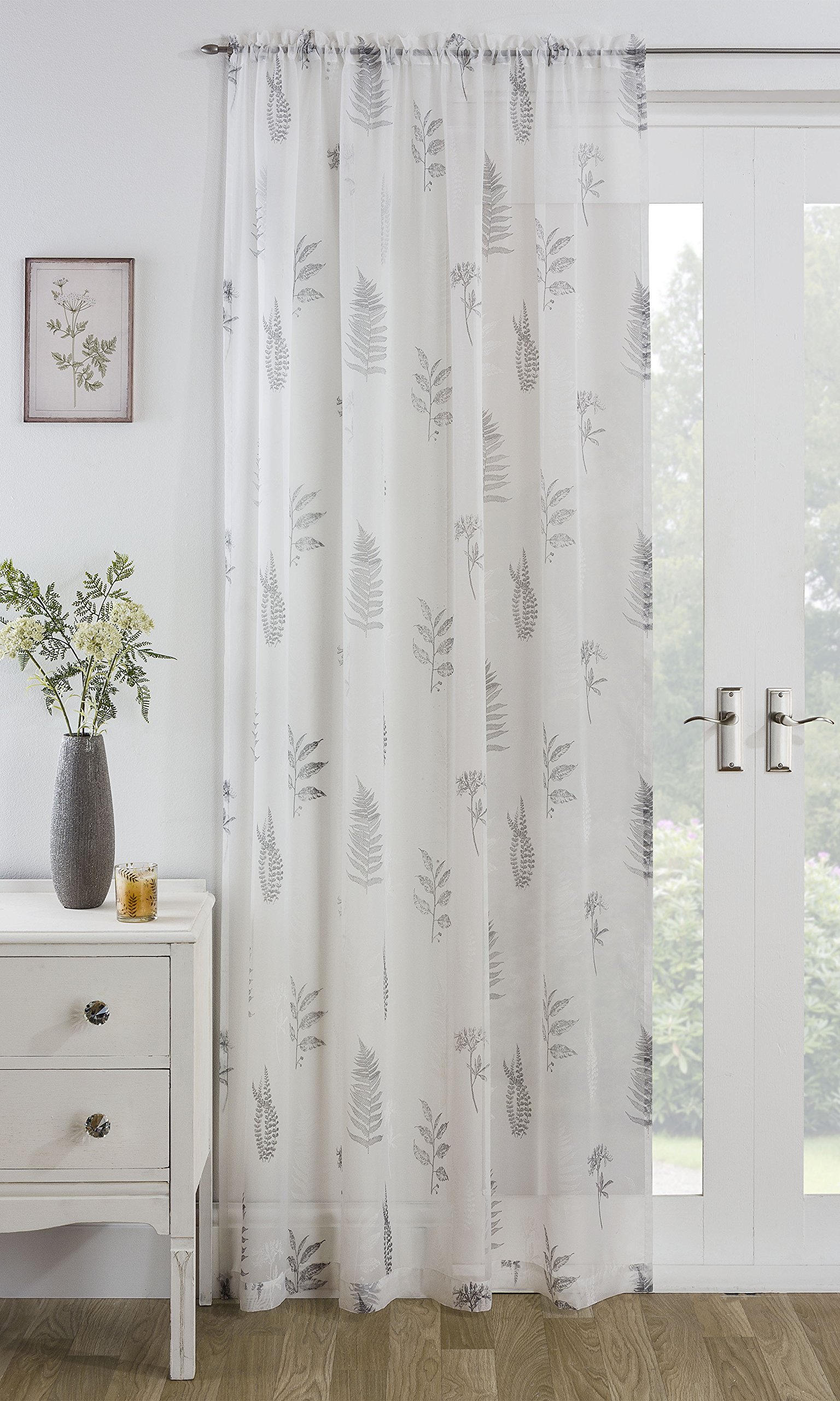 Grey Bracken Panel Voile Curtain 140 x 183cm