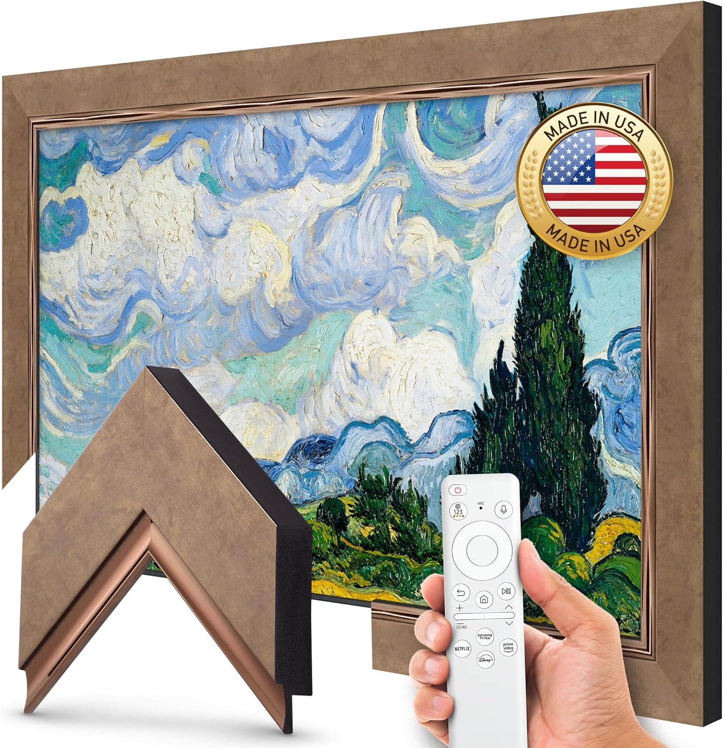Contemporary Gold 32" Premiere Deco TV Frame - Compatible ONLY with Samsung The Frame TVs (Fits 2021-2026, LS03A, LS03B, LS03C, LS03D, LS03FA)