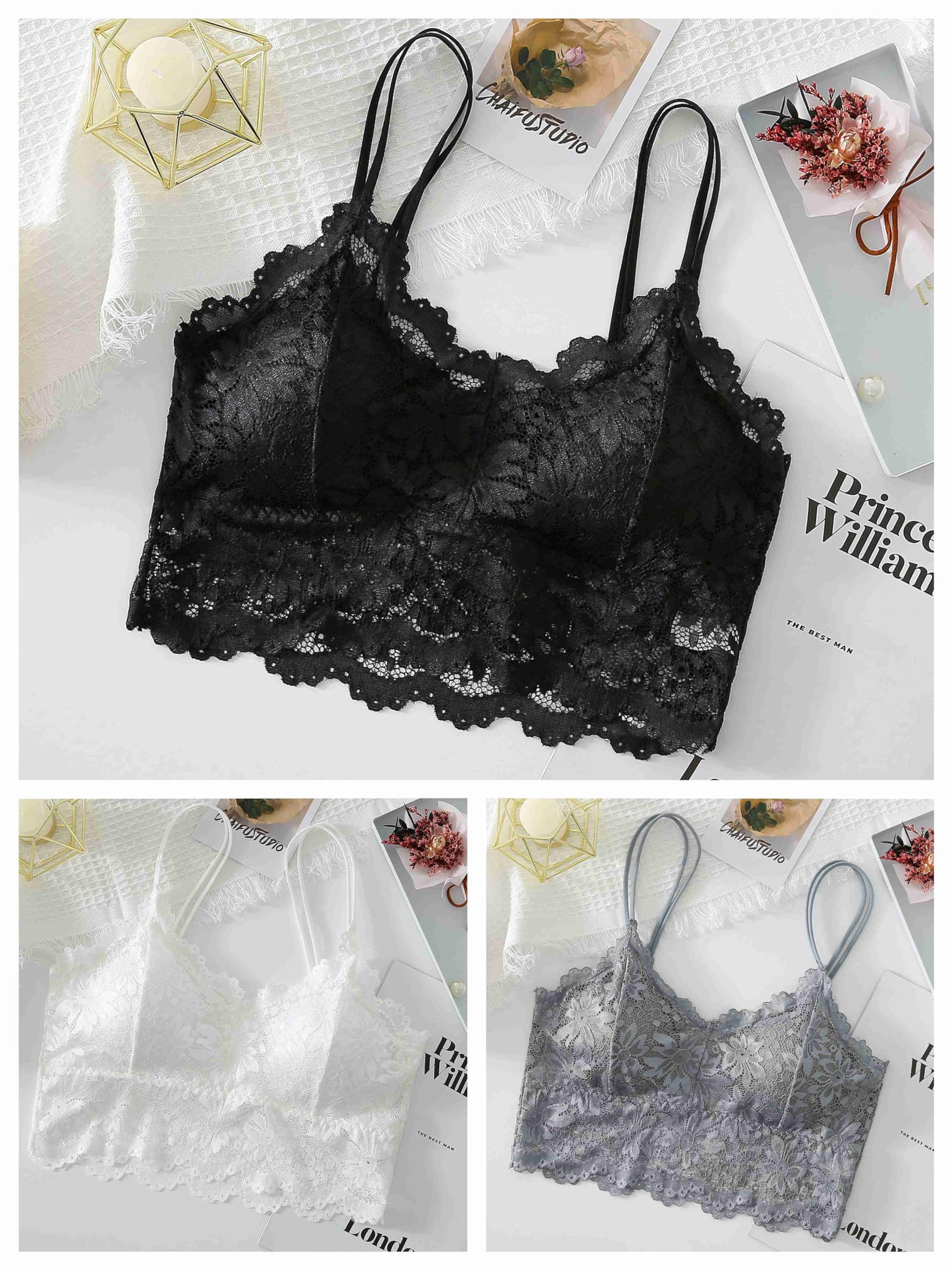 Bralette da donna in pizzo imbottito morbido senza ferretto