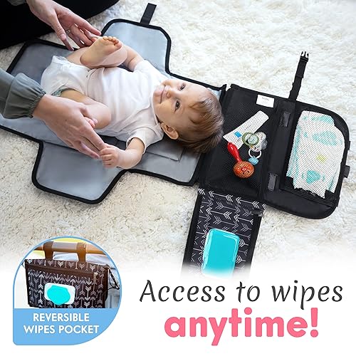 Miniatura 4 de Kopi Baby - Cambiador de pañales portátil, cambiador portátil para niñas y niños recién nacidos, cambiador de bebé con bolsillo para toallitas