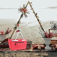 Vista 5 de Cesta de Pícnic, SIYUAN Cesta de Compras Plegable 24L Cesta de Comestibles Portátil con 2 Asas Cesta de Mercado Plegable Reutilizable Grande Cesta