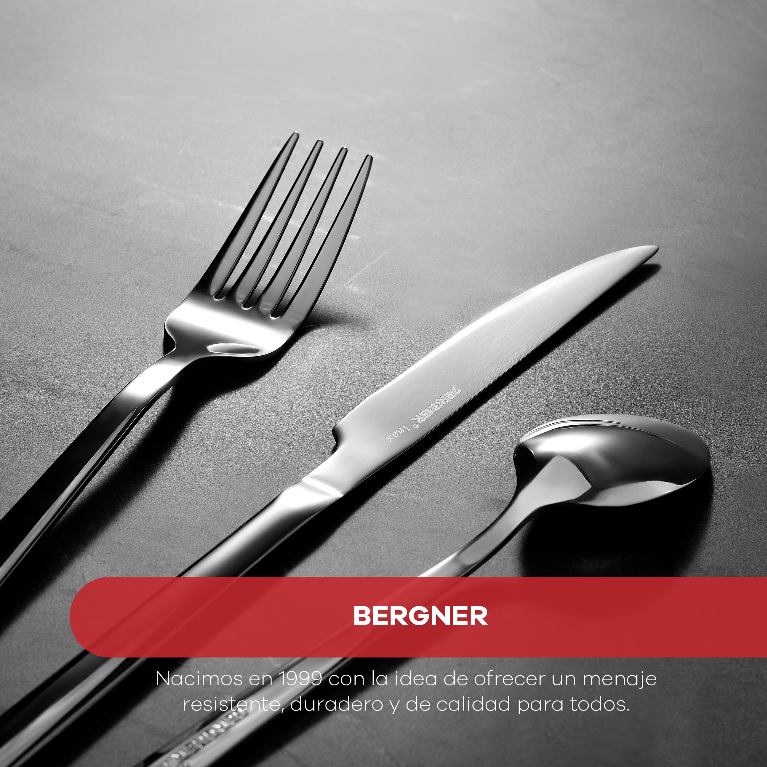 BERGNER SOFIA 60-częściowy zestaw sztućców, kompletne sztućce dla 12 osób, wykonane z wytrzymałej stali nierdzewnej, łatwe do mycia i przechowywania