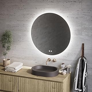Comprar Feel Your Bath Espejo de Baño Redondo con Luz LED Regulable 80cm, Espejo 80 x 80 con Interruptor táctil, Antivaho y Apagado Automático (80)