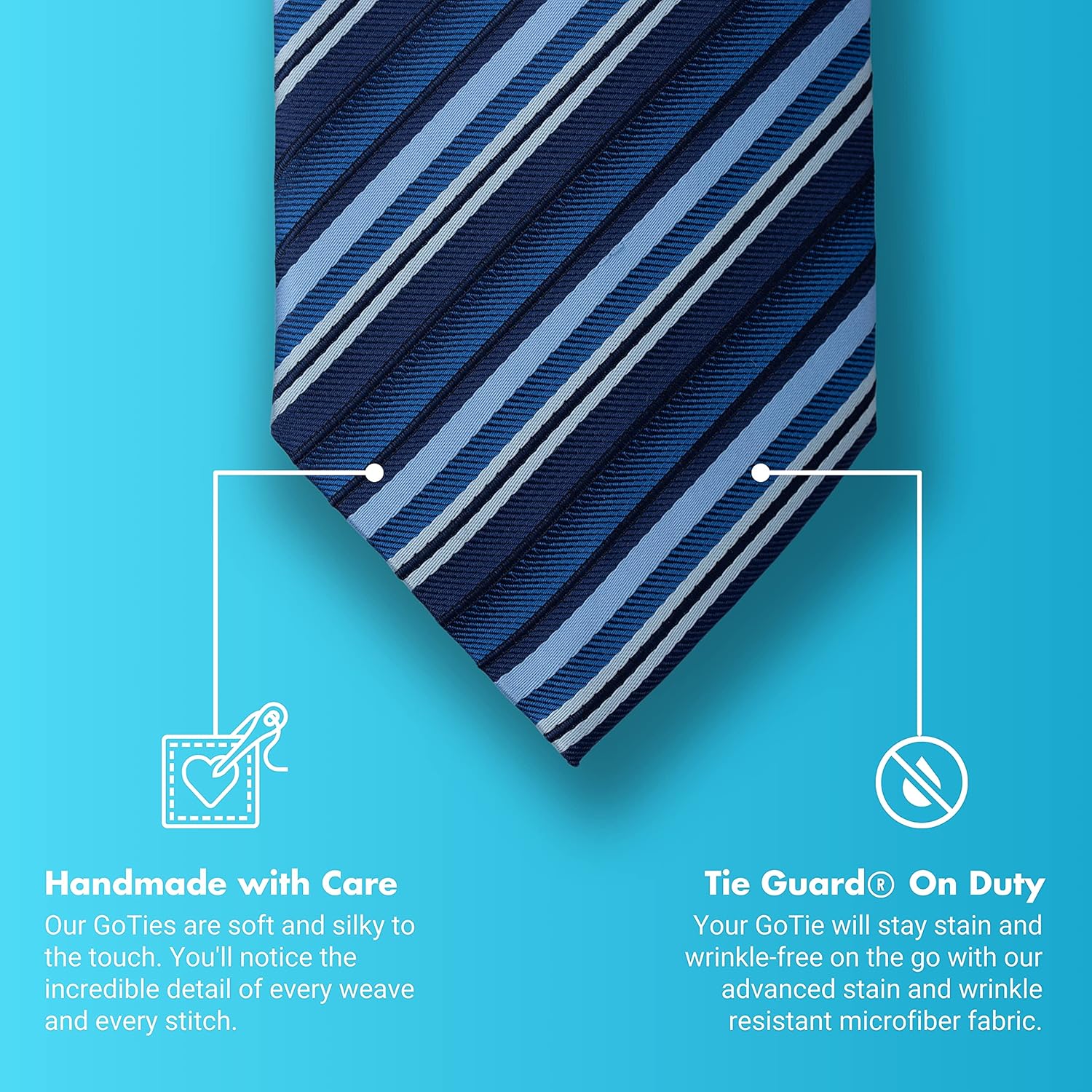 GoTie Striped Neckties For Men - Ready to Wear - Pretied Adjustable Neckties