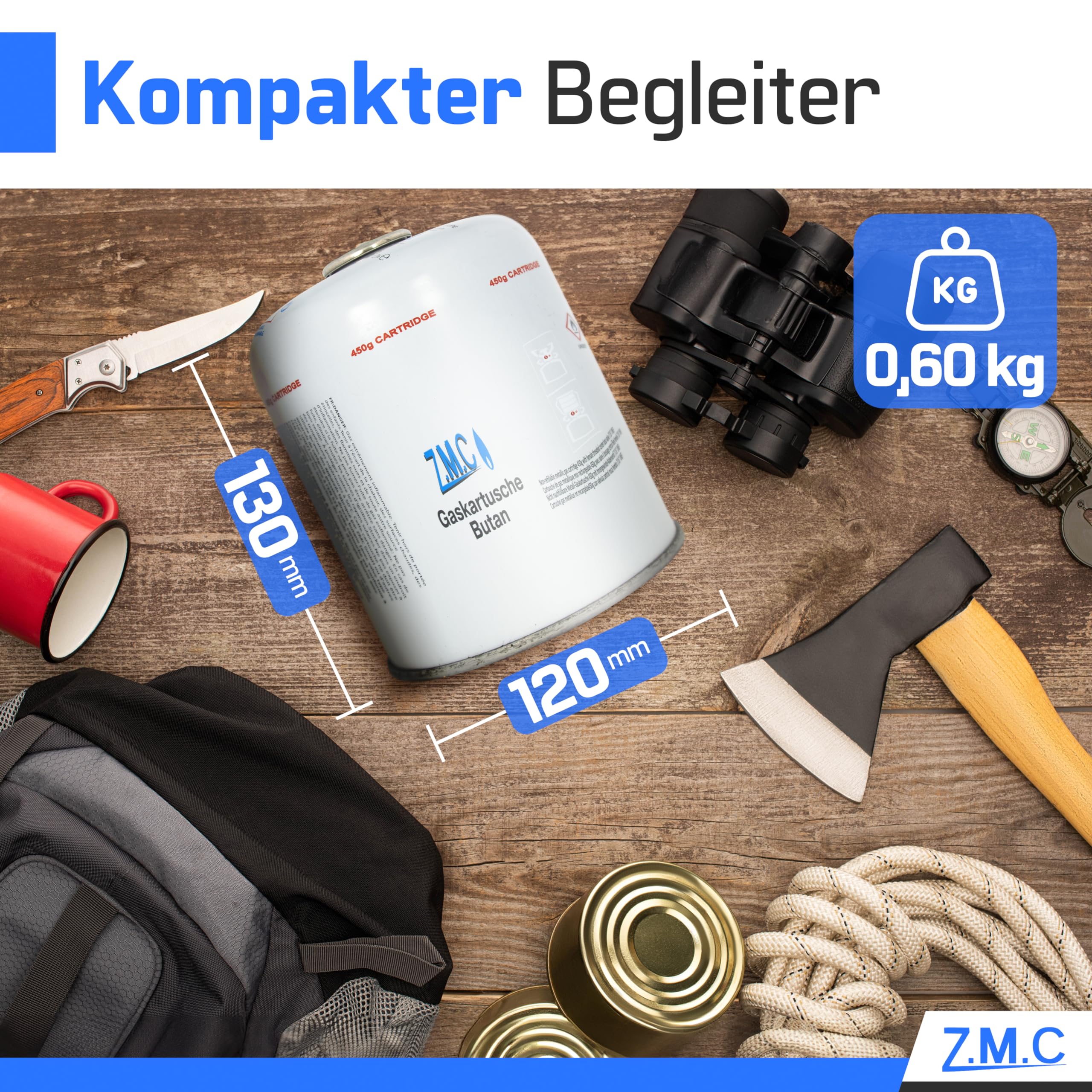 Z.M.C Gaspatronen 450 g, propaan/butaangas 900 ml, gaspatroon EN417, Euroschroefdraad schroefaansluiting, schroefpatroon voor onkruidbrander, universele drukgasbus met schroefventiel