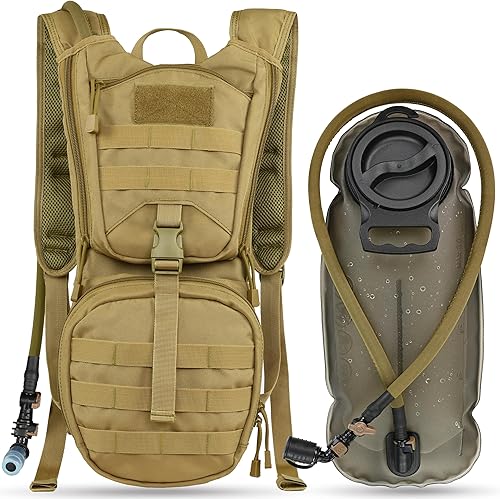 Miniatura 8 de MARCHWAY Mochila táctica de hidratación Molle con bolsa de agua de TPU de 3 litros, mochila militar para ciclismo, senderismo, correr, escalada,