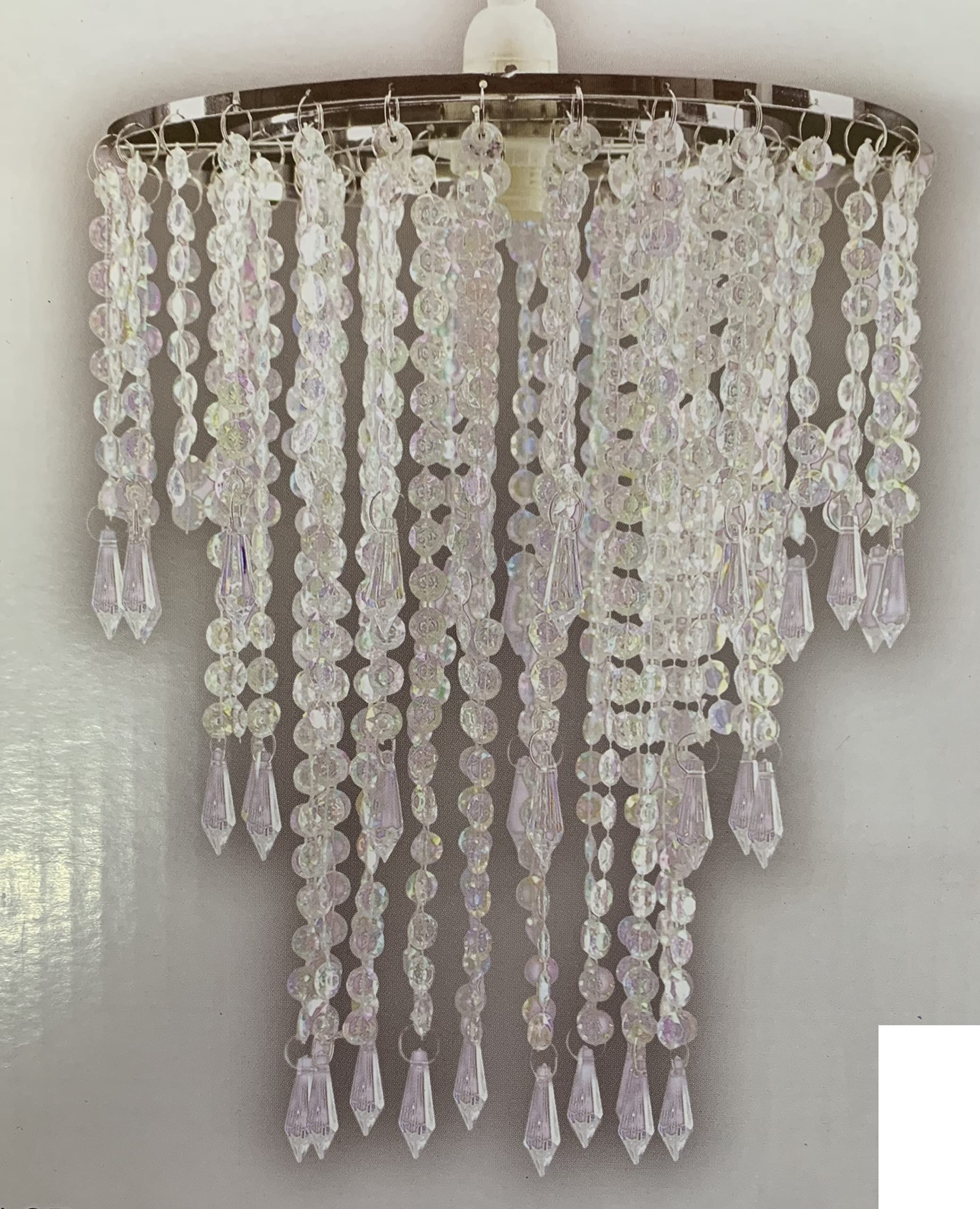 Chandelier Style Ceiling Light Shade Droplet Pendant Acrylic Crystal Bead Luxury (Beaded 3 Tier Clear)
