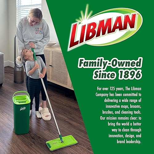 Miniatura 6 de Libman Sistema de fregona y cubeta Rinse 'n Wring, fregona de microfibra seca y húmeda para limpieza de pisos, madera dura, laminado, limpiador de