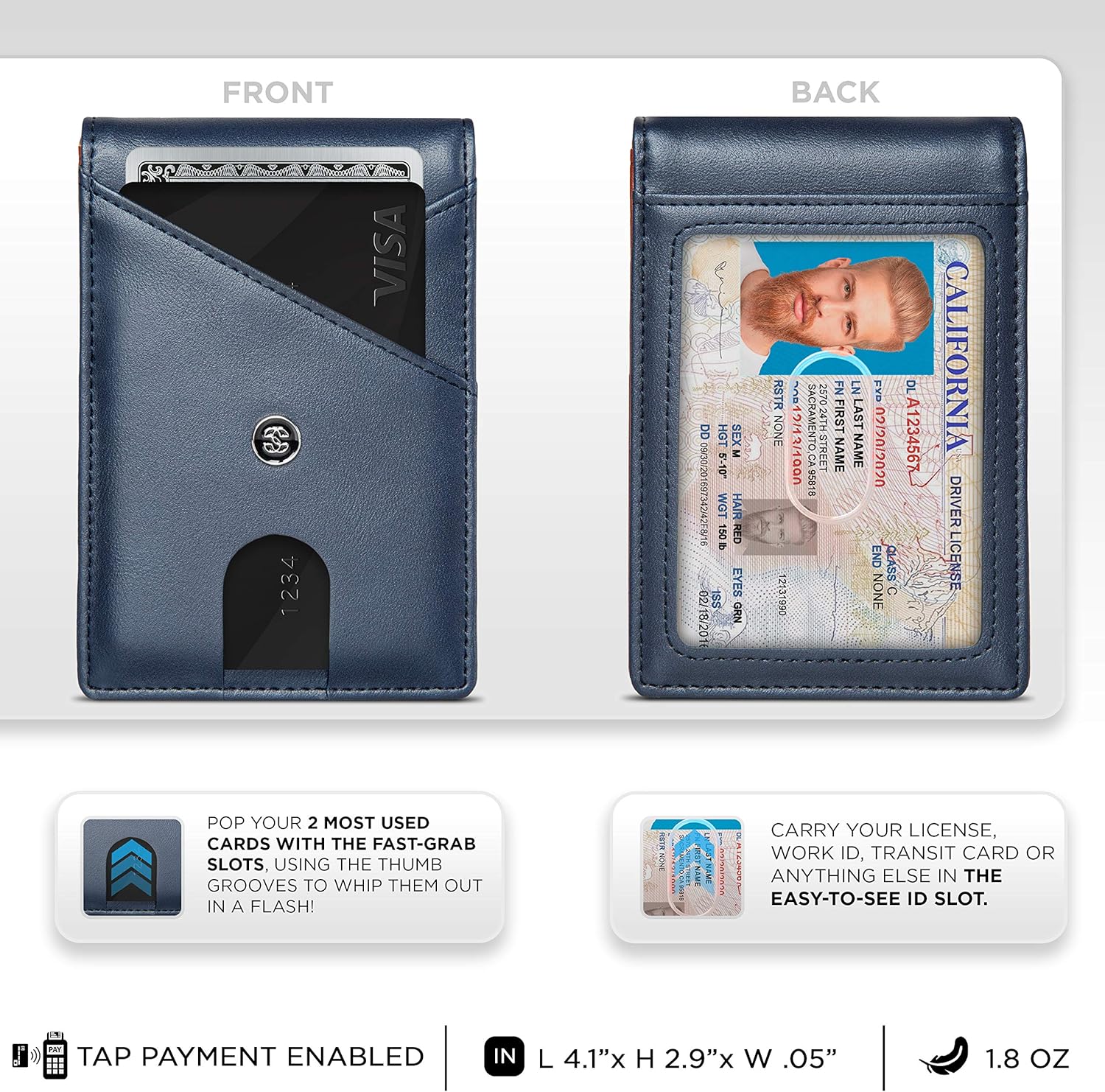 Miniatura 5 de Leather Mens Wallet. Minimalist Wallet Credit Card Holder with Money Clip and RFID Wallet Protection. Slim Wallets Men Gifts