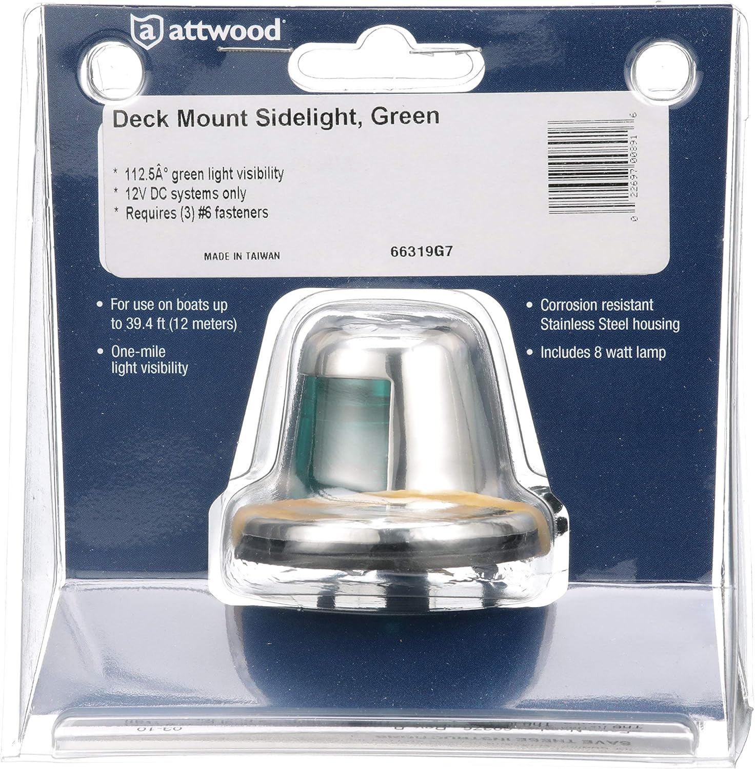 Attwood Stainless Steel 1-Mile Deck Mount Sidelight