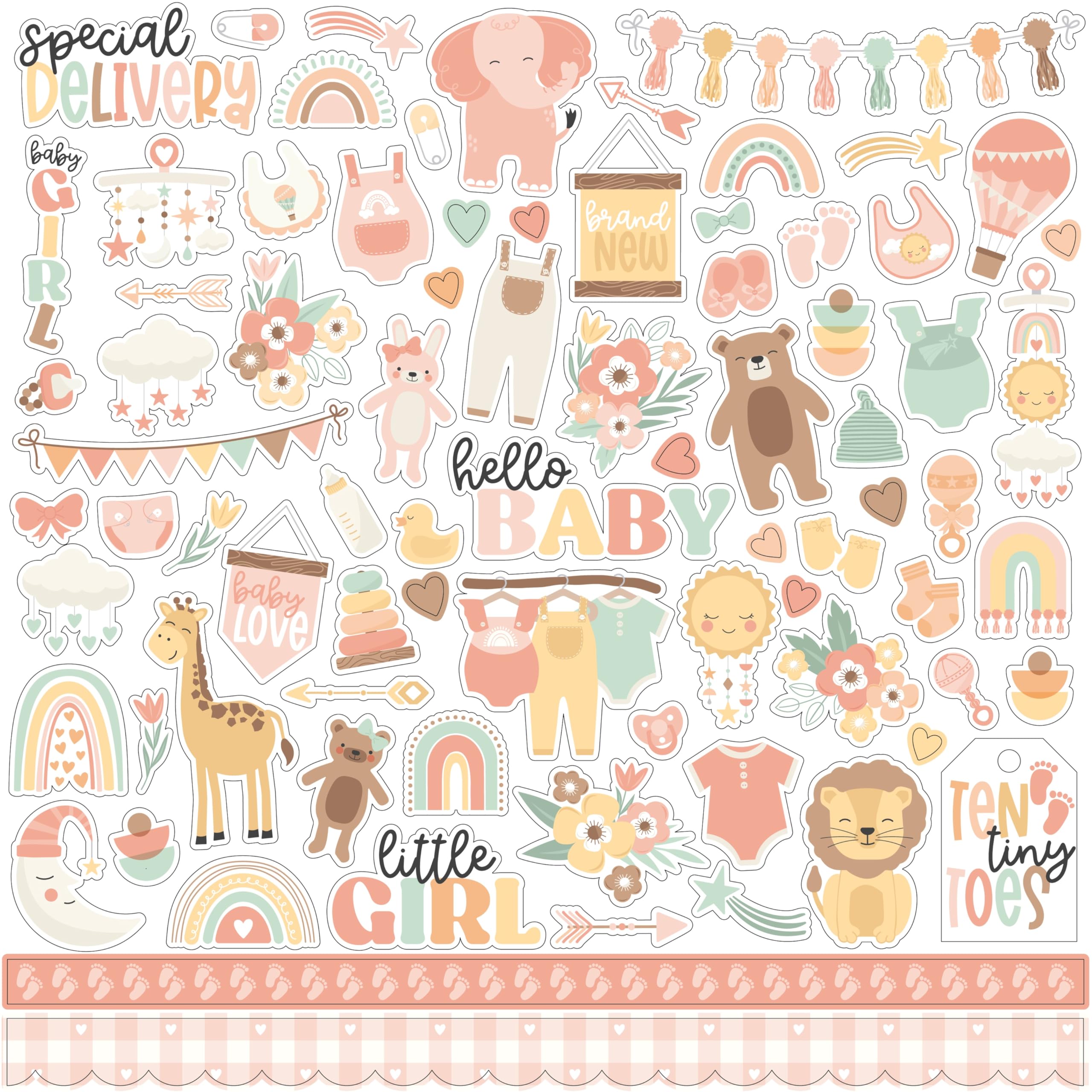 Our Baby Girl Cardstock Stickers 12"X12" - Elements