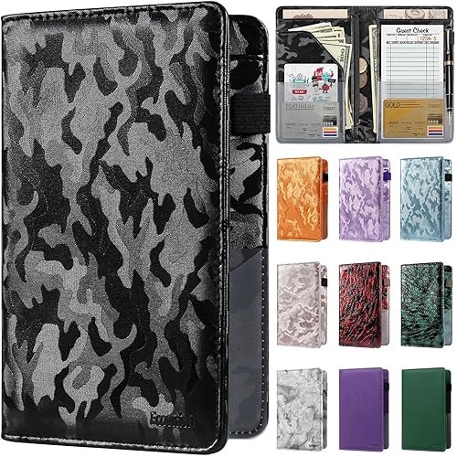 Miniatura 35 de EcoVision Libro de Servidor para Mesera, Organizador de Cuero para Mesero con Bolsillo con Cremallera, Libreta para Personal de Restaurante