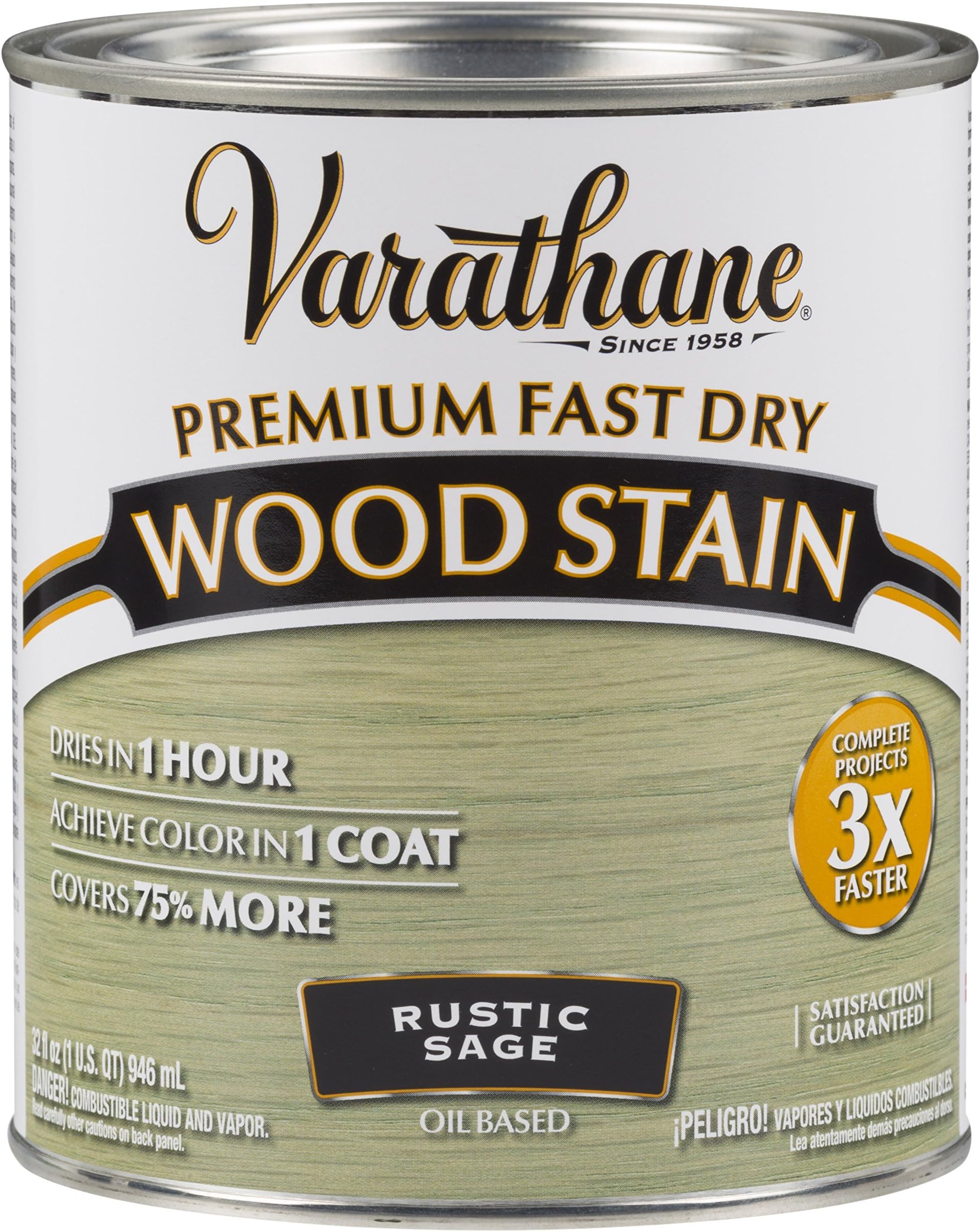 Rust-Oleum 307414 プレミアム速乾性ウッドステイン 32オンス バーンレッド