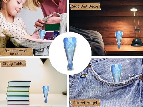 Miniatura 6 de Figuras de ángel guardián de cristal opalita para piedra de nacimiento curativa, estatua decorativa (ángel de bolsillo tallado a mano) (3 pulgadas)