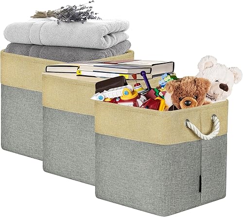 Cesta de almacenamiento para organizar, contenedores organizadores plegables de tela grande con asa para estantes, juguetes, armario, ropa y