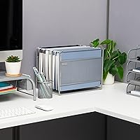 Vista 2 de Mind Reader Hanging File Folder Organizer, Desktop Organizer, Storage, Office, Metal Mesh, 13"L x 9.75"W x 10.25"H, Silver