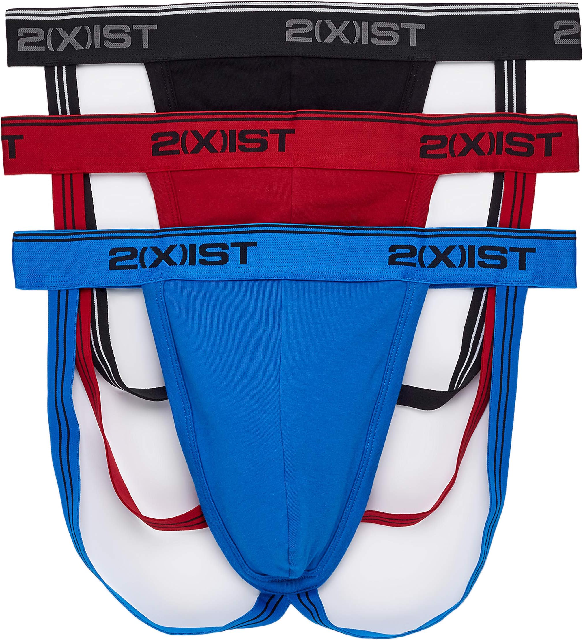 2(X)IST Men's Cotton Stretch Jock Strap 3-Pack, White/White/White, XL